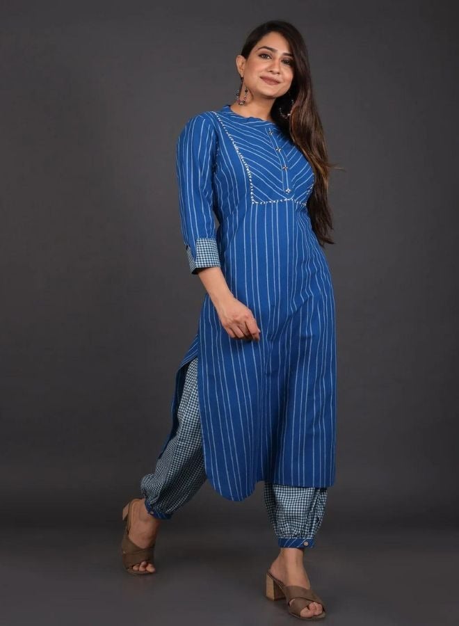 Ocean Blue Lantern Pant Kurta Set