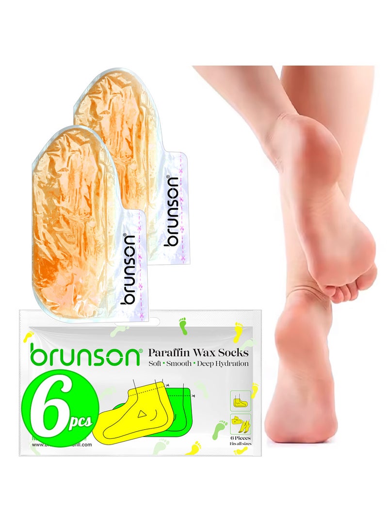 Brunson Paraffin Wax Socks Disposable Foot Moisturizing Spa Socks for Cracked Heels Dry Skin Pedicure Paraffin Therapy 6pcs Feet Wax Care Soft Hydrating Foot Bags for Deep moisturization