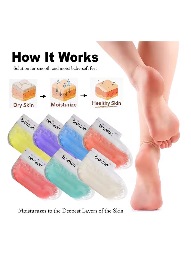 Brunson Paraffin Wax Socks Disposable Foot Moisturizing Spa Socks for Cracked Heels Dry Skin Pedicure Paraffin Therapy 6pcs Feet Wax Care Soft Hydrating Foot Bags for Deep moisturization