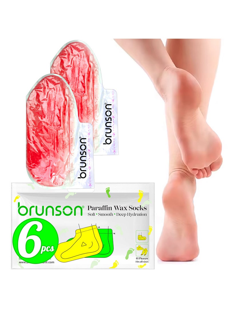 Brunson Paraffin Wax Socks Disposable Foot Moisturizing Spa Socks for Cracked Heels Dry Skin Pedicure Paraffin Therapy 6pcs Feet Wax Care Soft Hydrating Foot Bags for Deep moisturization