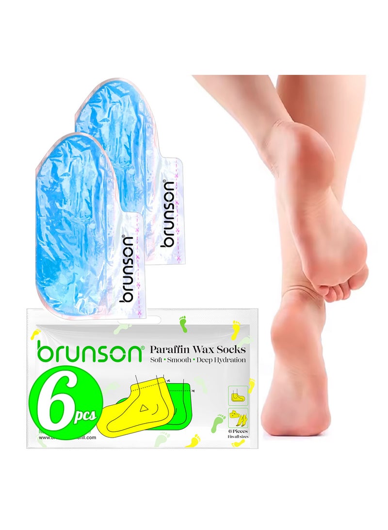 Brunson Paraffin Wax Socks Disposable Foot Moisturizing Spa Socks for Cracked Heels Dry Skin Pedicure Paraffin Therapy 6pcs Feet Wax Care Soft Hydrating Foot Bags for Deep moisturization