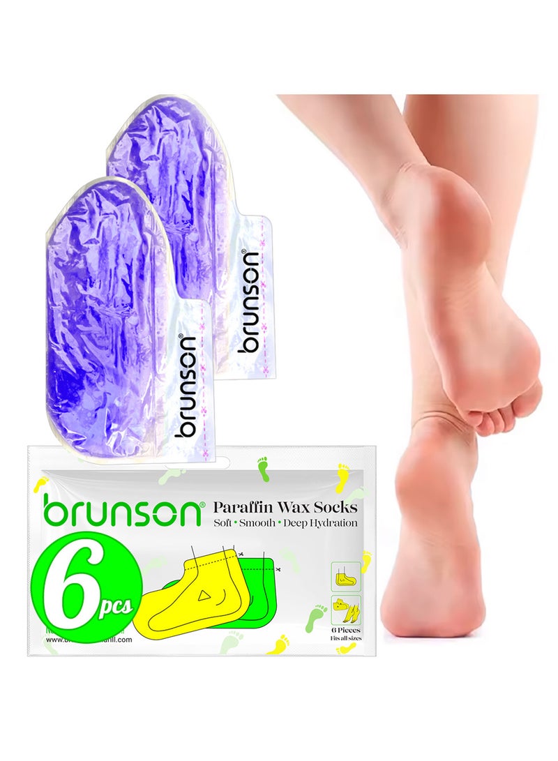 Brunson Paraffin Wax Socks Disposable Foot Moisturizing Spa Socks for Cracked Heels Dry Skin Pedicure Paraffin Therapy 6pcs Feet Wax Care Soft Hydrating Foot Bags for Deep moisturization