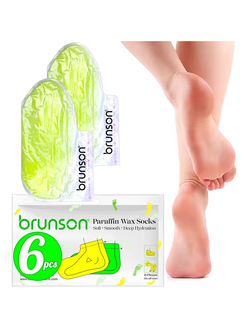 Brunson Paraffin Wax Socks Disposable Foot Moisturizing Spa Socks for Cracked Heels Dry Skin Pedicure Paraffin Therapy 6pcs Feet Wax Care Soft Hydrating Foot Bags for Deep moisturization