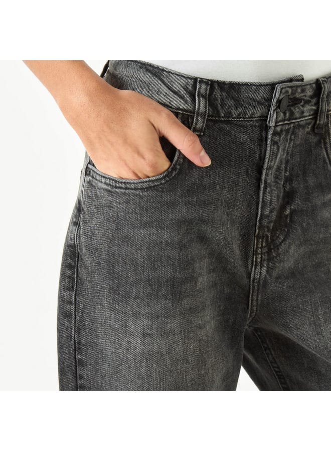 Lee Cooper Solid Straight Fit Jeans with Pockets