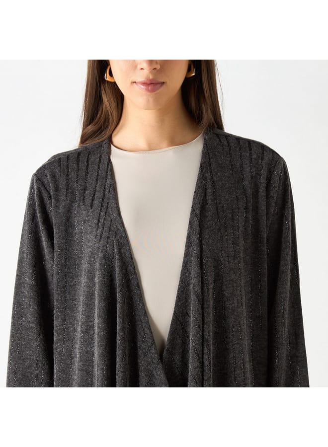 Iconic Textured Longline Shrug with Long Sleeves