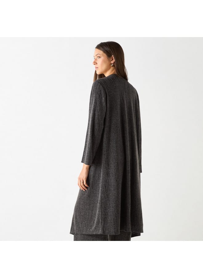 Iconic Textured Longline Shrug with Long Sleeves