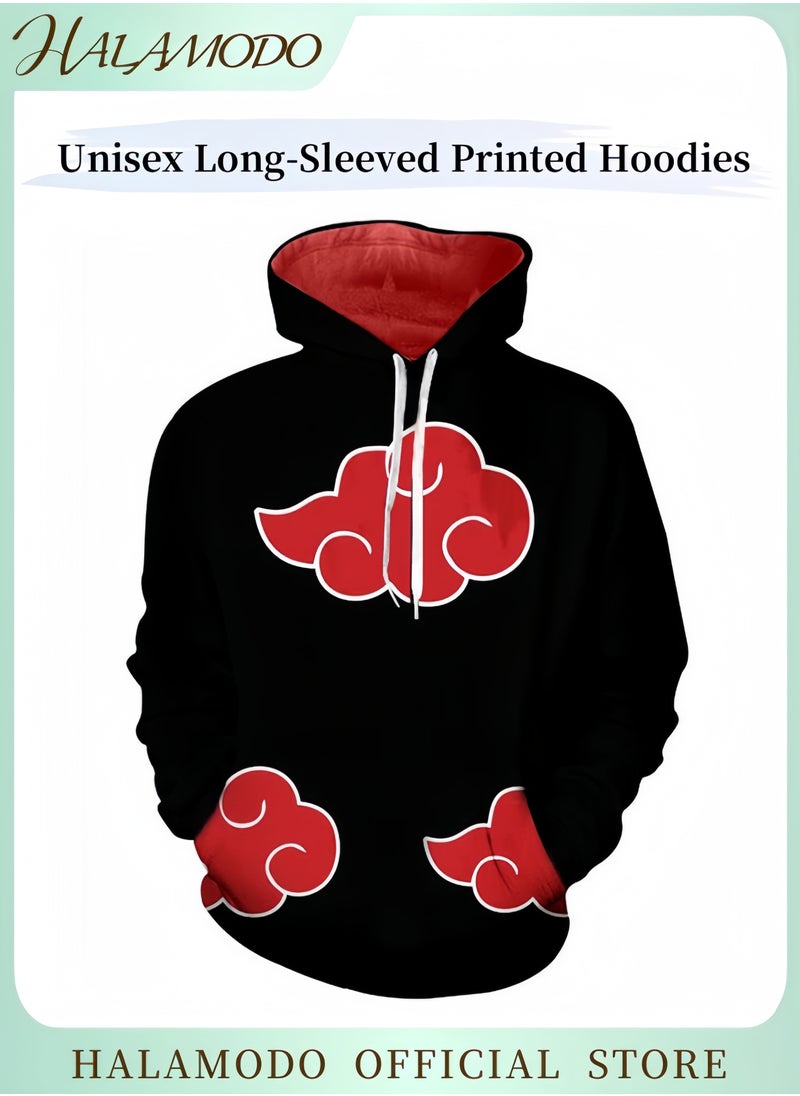 Unisex Hoodie with Pop Anime Theme Long-Sleeved Printed Tops Casual Sweatshirts Soft Sportswear Fashion Youth Pullovers with Drawstrings and Large Pockets for Daily Wear