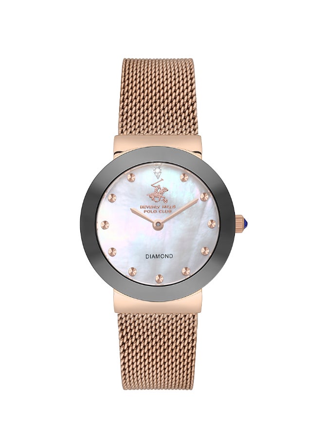 Beverly Hills Polo Club Women's Watch, Analog Display and Stainless Steel Strap - BP3609X.420, Rose Gold