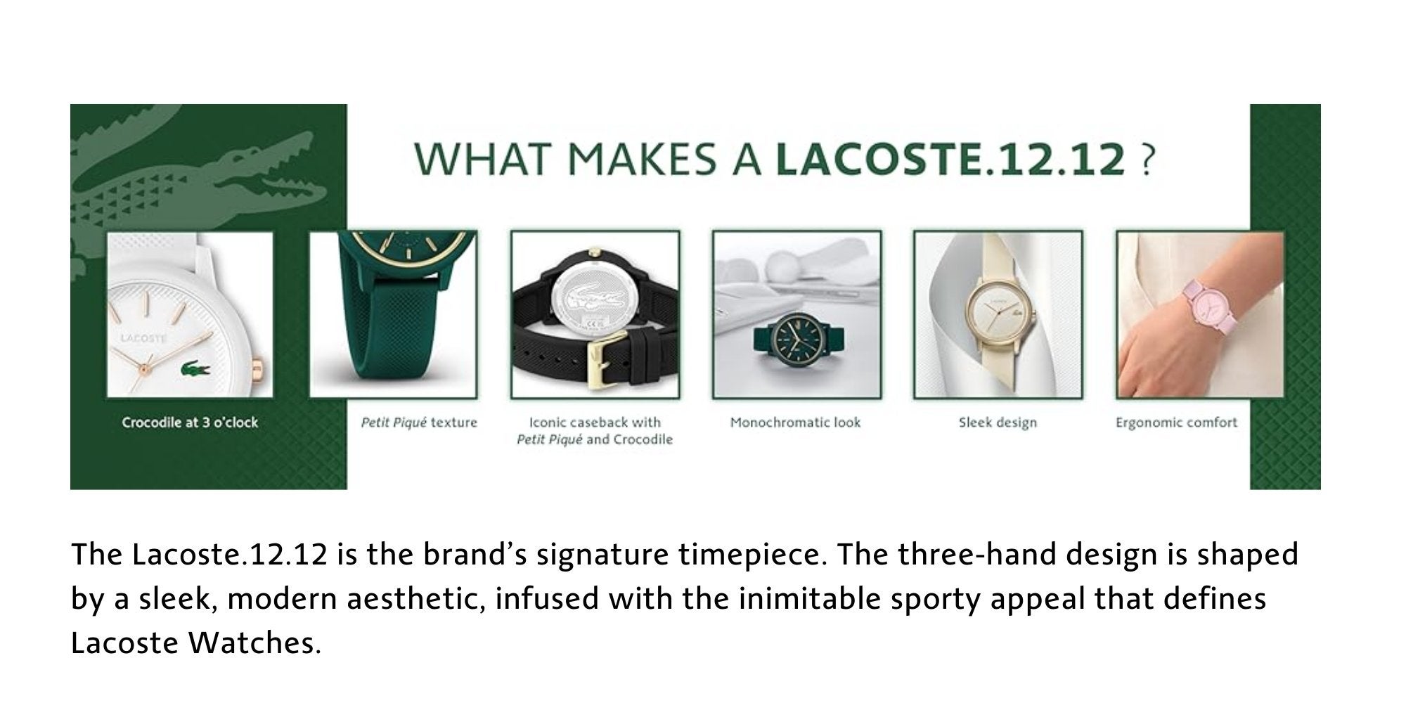 LACOSTE SQUARE ANALOG WOMEN'S GREEN CASE WATCH - 2001387