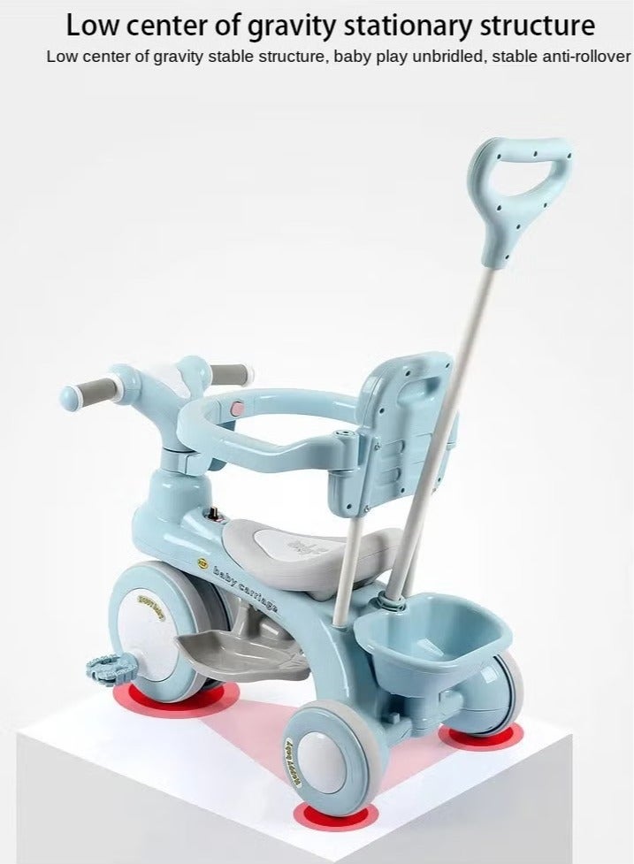 Children Bike, Kids Tricycle with Guardrail, Toddler 3 Wheel Stroller for Boys and Girls Ages 1-6 Years Blue