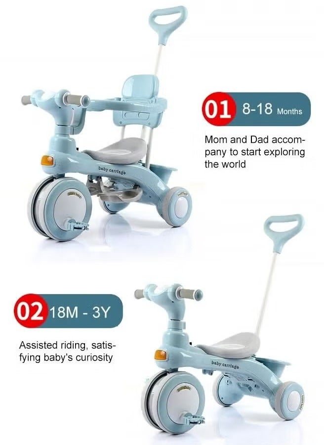 Children Bike, Kids Tricycle with Guardrail, Toddler 3 Wheel Stroller for Boys and Girls Ages 1-6 Years Blue