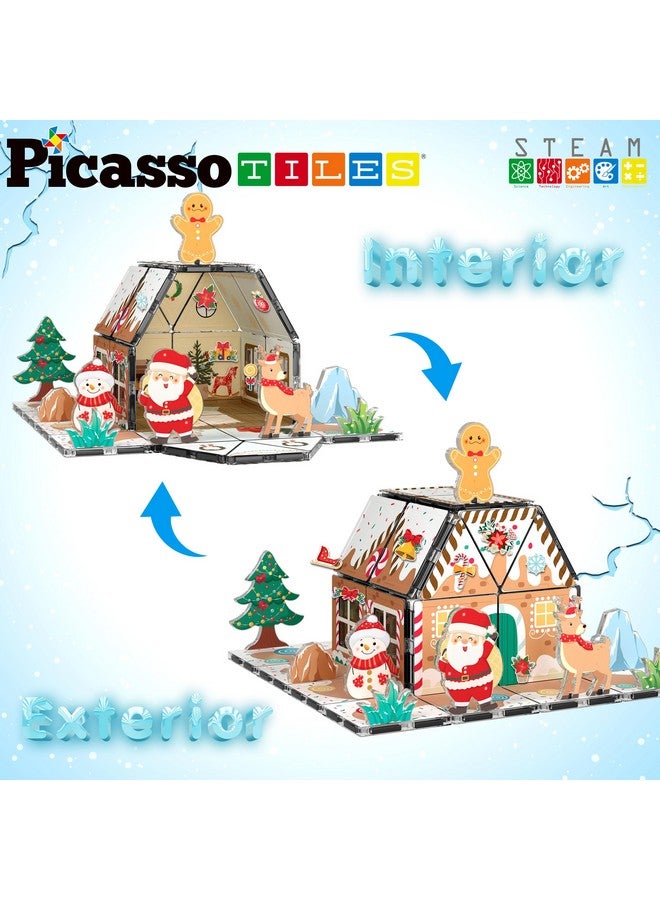 Magnetic Tiles Christmas Gingerbread House Character Action Figure Santa Snowman Gingerbread Man Theme Construction Kit Magnet Building Blocks Stem Learning Gifts Toys Ptq09