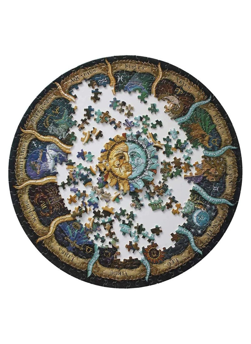 Round Jigsaw, Puzzle for Adults Zodiac Horoscope Puzzle Puzzles For Adults 500 Piece DIY Constellation Circular Jigsaw Puzzles