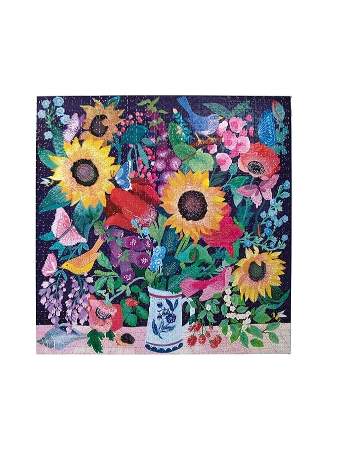 eeBoo: Piece and Love Summer Bouquet 1000 Piece Square Adult Jigsaw Puzzle, 23