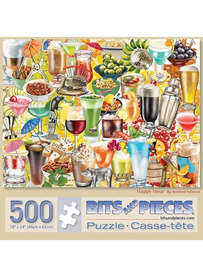 Bits and Pieces  500 Piece Jigsaw Puzzle for Adults  Happy Hour  500 pc Large Piece Jigsaw Puzzle by Artist Rosiland Solomon  18 X 24