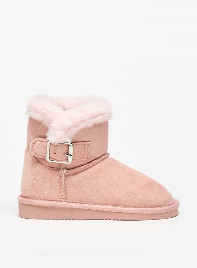 Girls Plush Detail Slip-On High Cut Boots