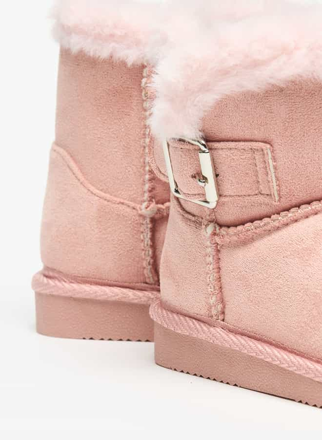 Girls Plush Detail Slip-On High Cut Boots