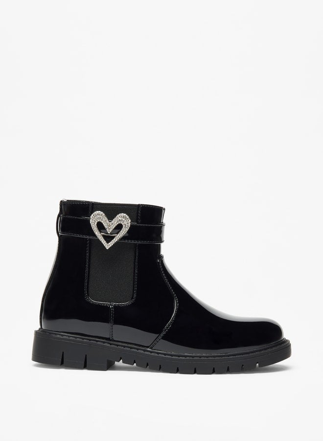 Girl's Heart Accent High Cut Boots with Zip Closure