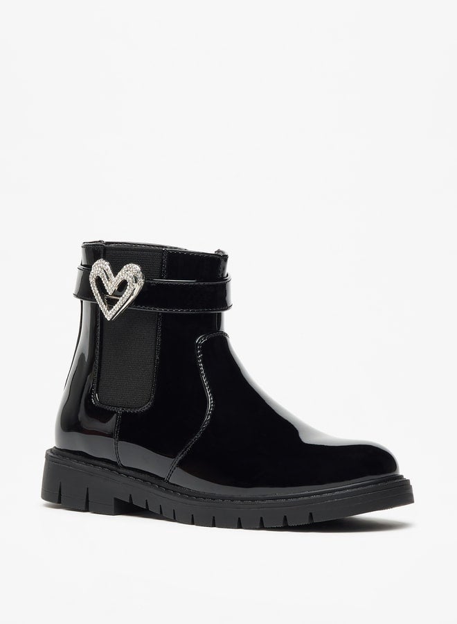 Girl's Heart Accent High Cut Boots with Zip Closure