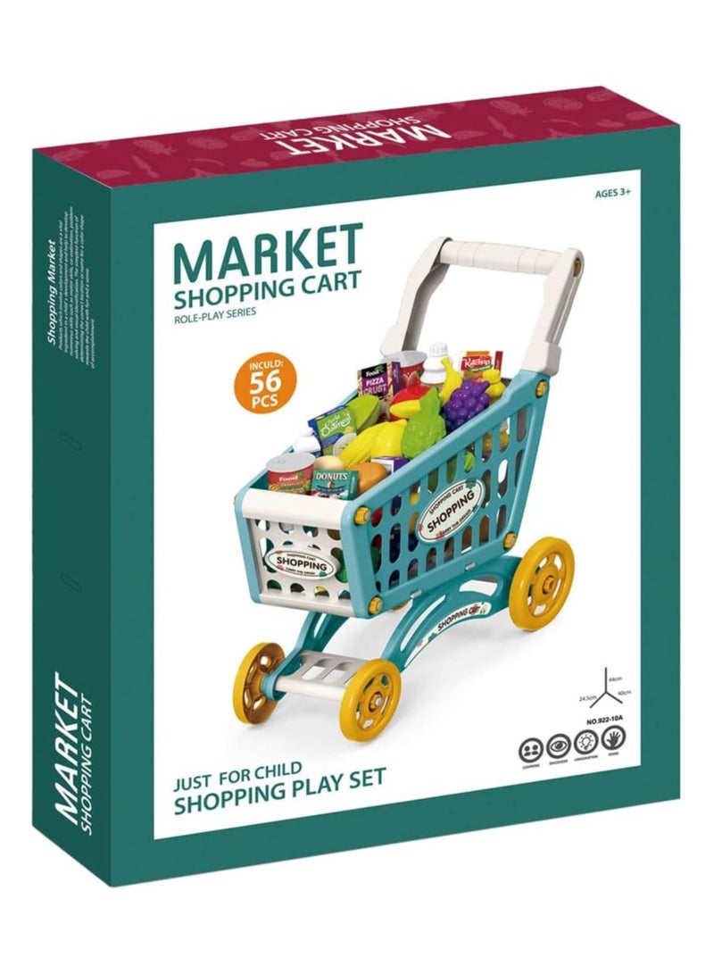 Eazy Kids Little Story Role Play Market Shopping Cart Toy Set 56 Pcs Green, LS_DIYSC_BU,