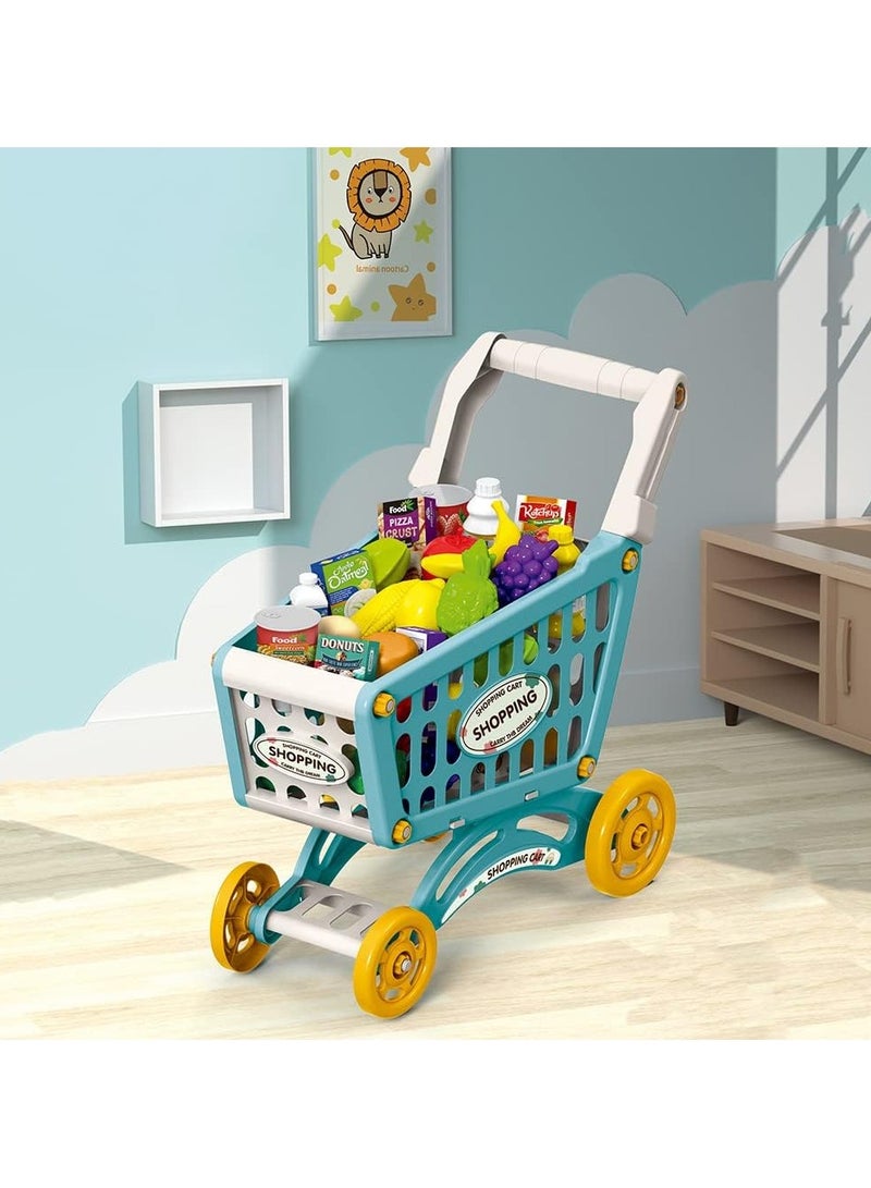 Eazy Kids Little Story Role Play Market Shopping Cart Toy Set 56 Pcs Green, LS_DIYSC_BU,