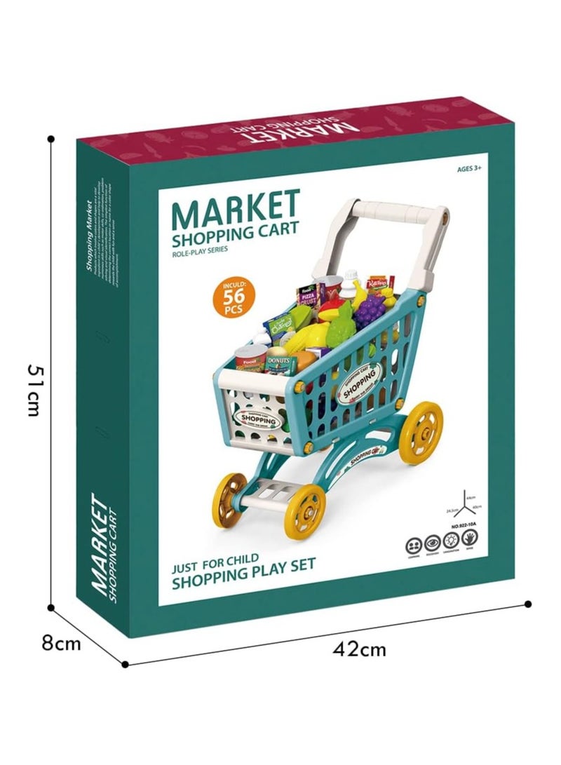 Eazy Kids Little Story Role Play Market Shopping Cart Toy Set 56 Pcs Green, LS_DIYSC_BU,