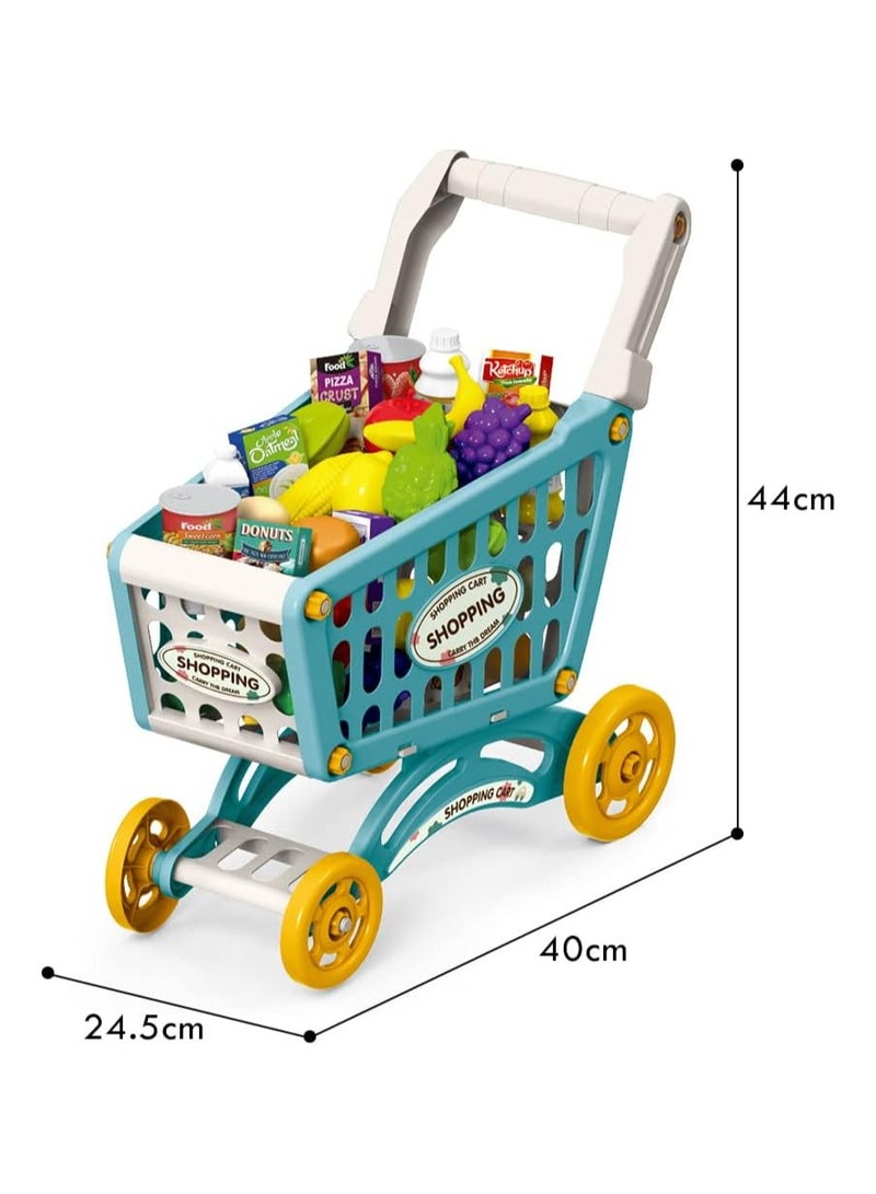 Eazy Kids Little Story Role Play Market Shopping Cart Toy Set 56 Pcs Green, LS_DIYSC_BU,