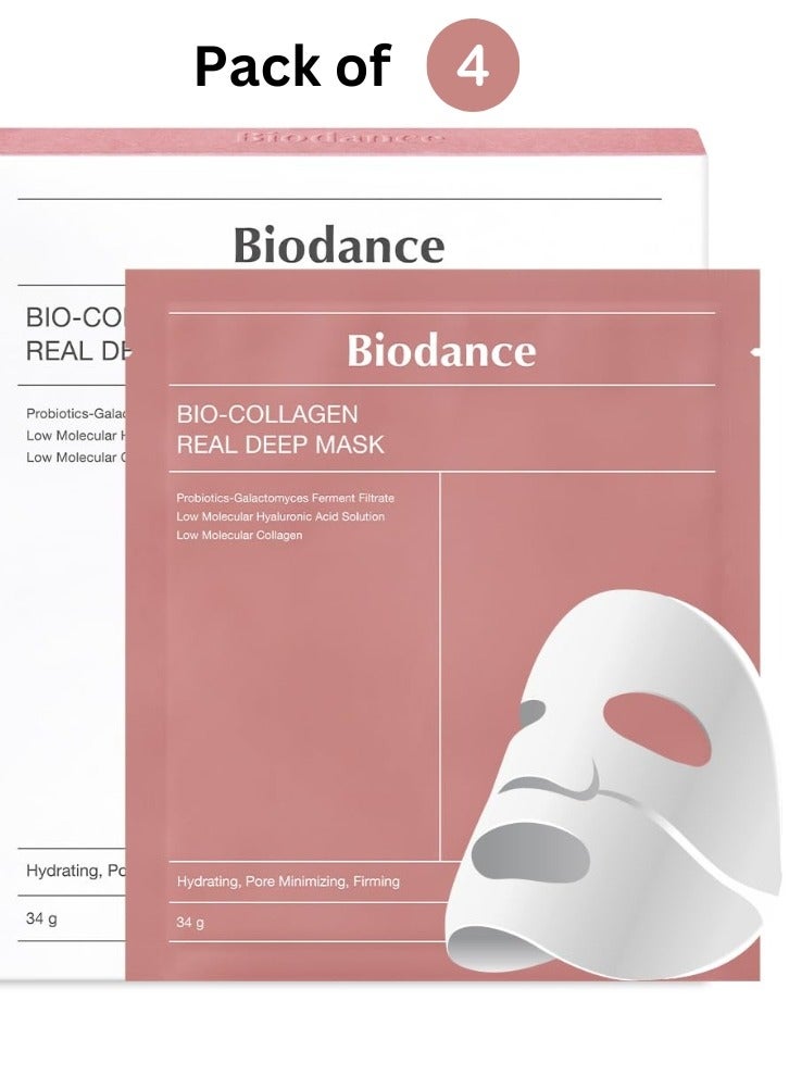 Bio-Collagen Real Deep Mask Hydrating Overnight Mask Pore Minimizing 4PCS