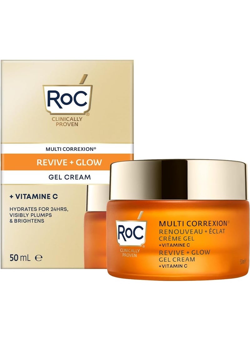 Multi Correxion Revive Glow Vitamin C Gel Cream  Anti Wrinkle and Aging Moisturiser  Visibly Plumps and Brightens Skin Skin Radiance Enhancement Hypoallergenic and Oil Free Skin Care 50 ml