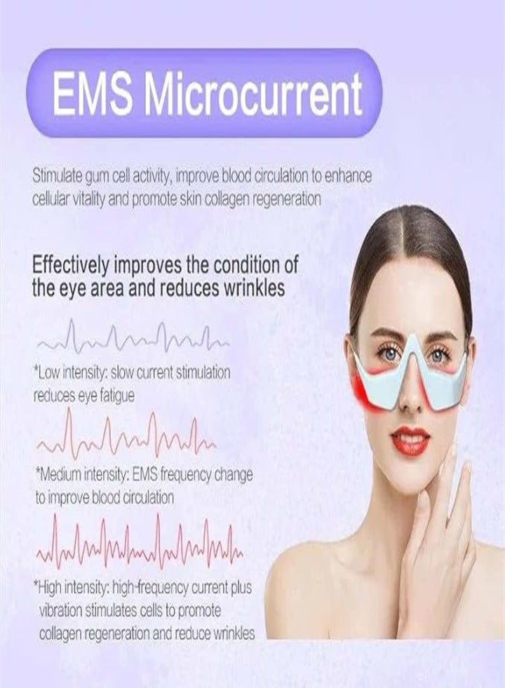 Upgraded version, micro-current eye beauty instrument, eye massager, promotes collagen production, significantly reduces wrinkles, dark circles and eye puffiness