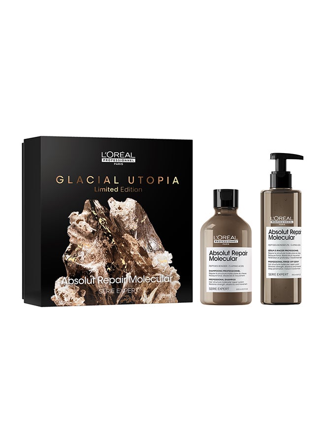 Absolut Repair Molecular Glacial Utopia Duo Set | For Extremely Damaged Hair |Shampoo 300 Ml And Rinse-Off Serum 250Ml│Serie Expert