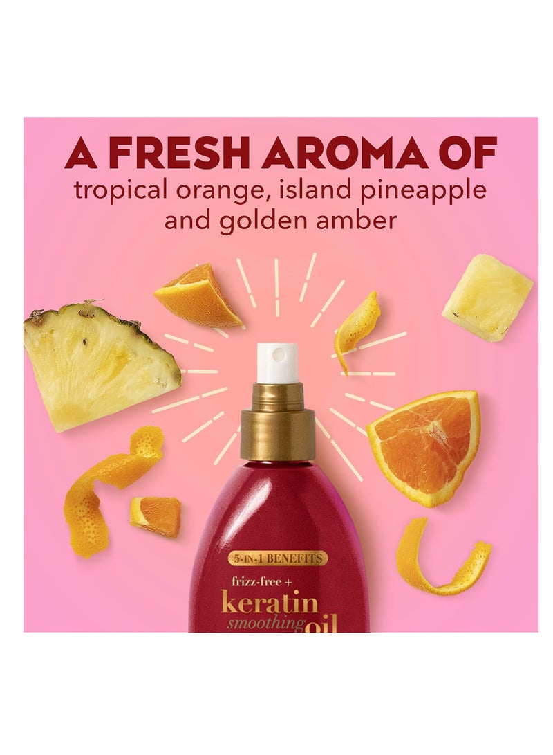 Frizz-Free + Keratin Smoothing Oil Miracle Gloss Spray, 5 in 1, De-frizz & Shiny Hair, Argan Oil 200ml