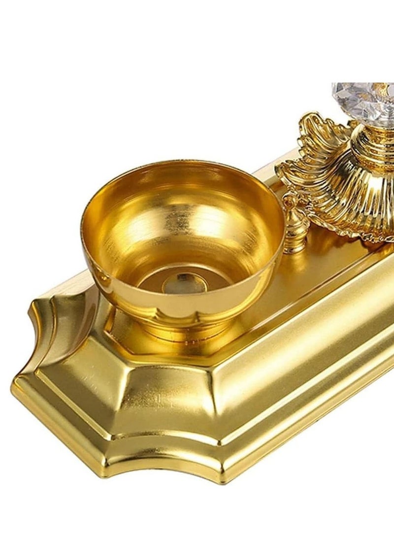 Bakhoor Charcoal Incense Burner Set In gold with tray, With Round Shape Mabkhara Suitable Study, Bedroom, Yoga Room, Office Holder Desktop Censer Decor