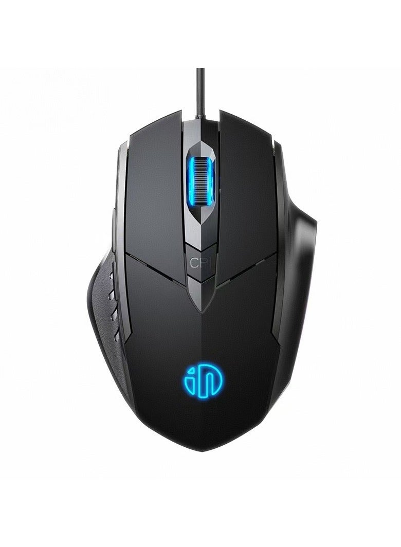 INPHIC gaming mouse, wired gaming mouse with RGB backlight, mouse with 6 programmable macro buttons and fire keys, PW1