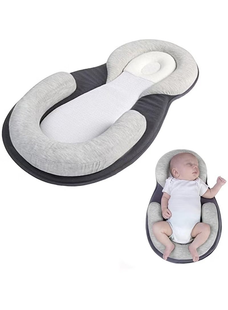 Baby Lounger Pillow, Baby Pillows for Sleeping for Newborn, Baby Snuggle Nest Sleeper Lounger for Newborn with Soft & Breathable Head Support Pillow for Newborn Prevent Flat Head