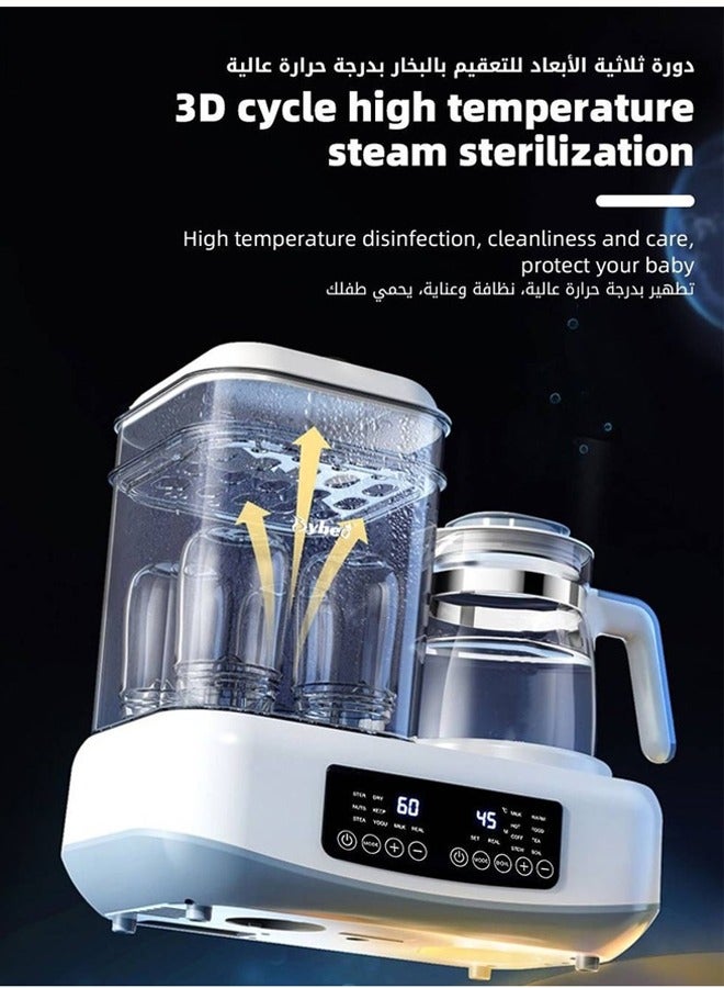 Baby Bottle Sterilizer and Dryer, Multifunctional Bottles Warmer, Electric Steamer, Heater&Thaw for Formula Breastmilk, 72H Keep Warm with Smart Temperature Control Auto Shut-Off BPA Free