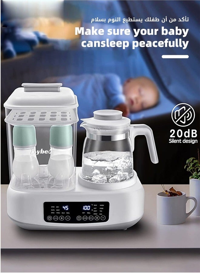Baby Bottle Sterilizer and Dryer, Multifunctional Bottles Warmer, Electric Steamer, Heater&Thaw for Formula Breastmilk, 72H Keep Warm with Smart Temperature Control Auto Shut-Off BPA Free