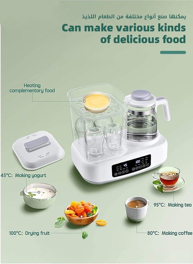 Baby Bottle Sterilizer and Dryer, Multifunctional Bottles Warmer, Electric Steamer, Heater&Thaw for Formula Breastmilk, 72H Keep Warm with Smart Temperature Control Auto Shut-Off BPA Free