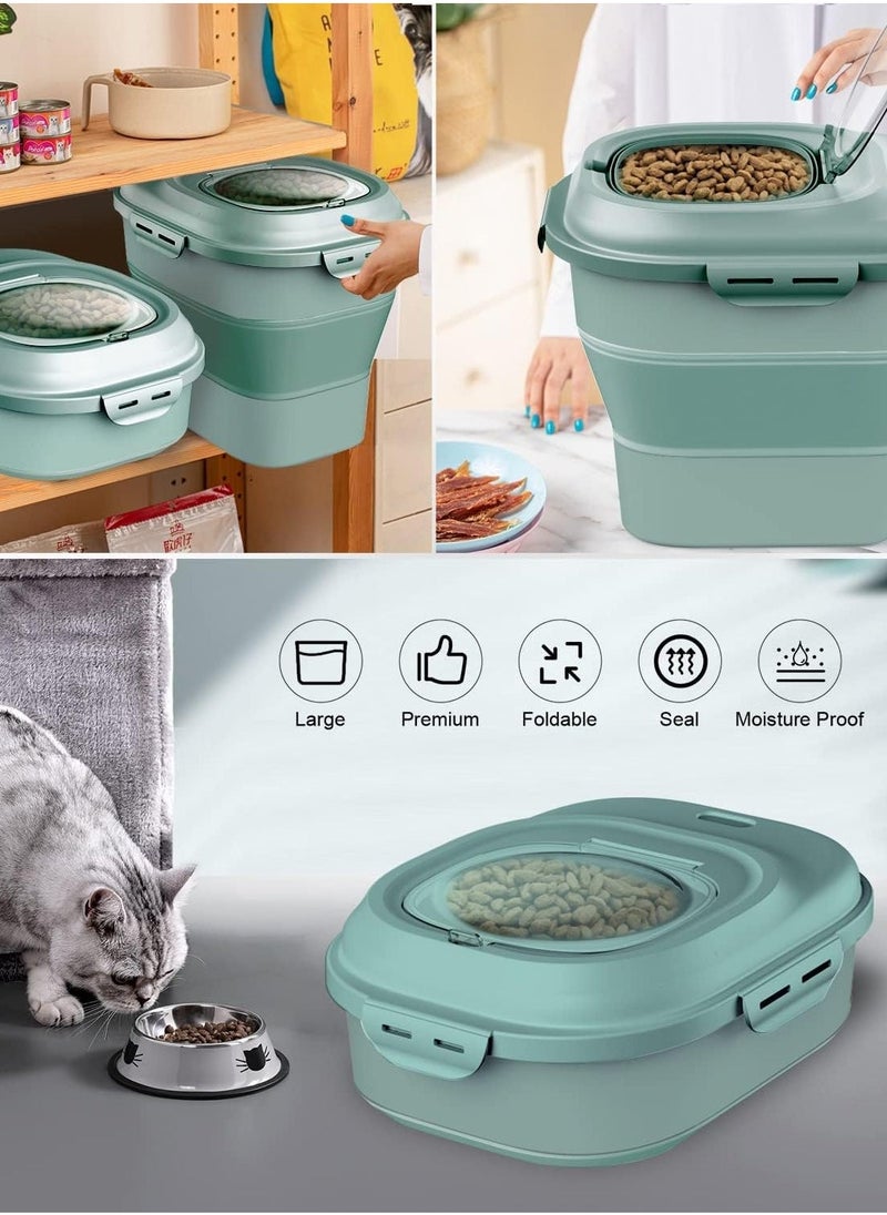 Collapsible Food Storage Container, Rice Storage Box, Large Capacity Food Container with Transparent Lid, Airtight Flour Storage Bins, food storage for Kitchen, Dog Cat Pet Food Deposit 30 Lbs