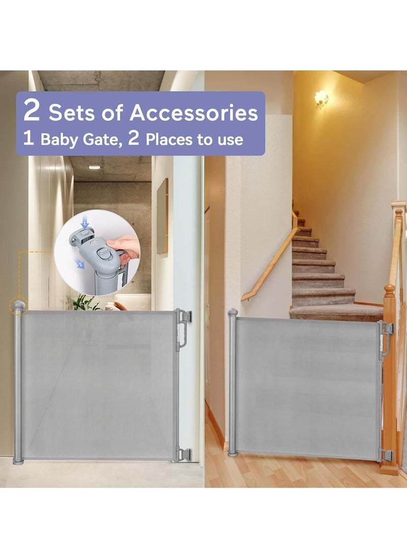 Retractable Baby Gate, Adjustable Safety Gate for Babies and Pets, 33