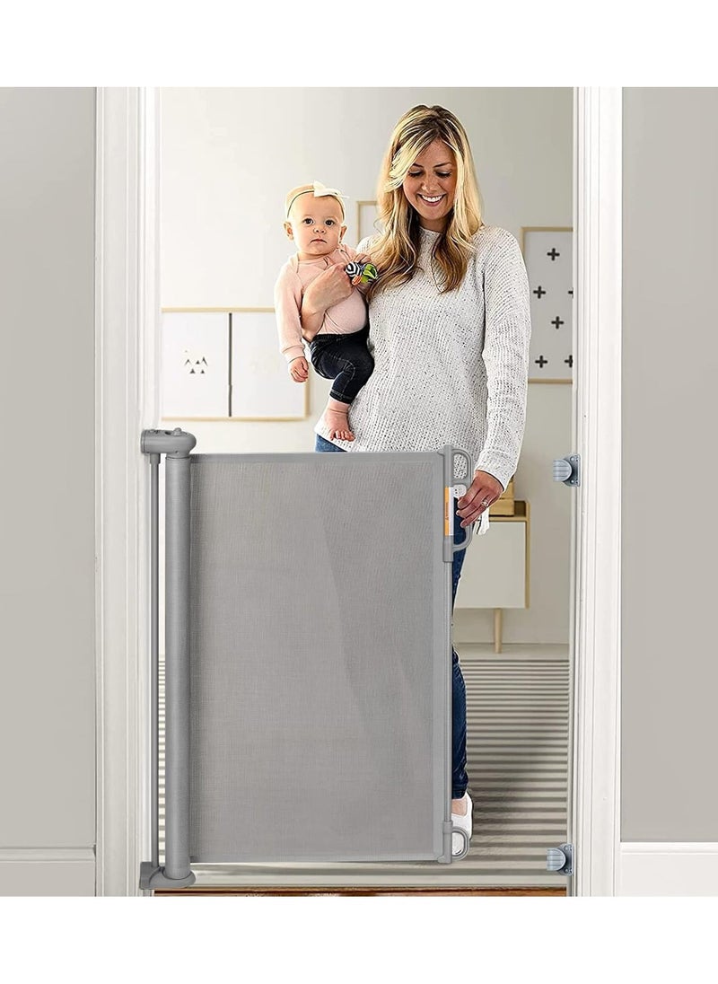 Retractable Baby Gate, Adjustable Safety Gate for Babies and Pets, 33