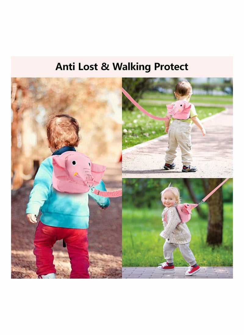 Toddler Walking Safety Backpack with Leash, Anti Lost Child Backpack with Safety Leash, Cute Child Mini Walking Safety Harness for Airport Travel Kids Baby Children Infant Boys (Pink)