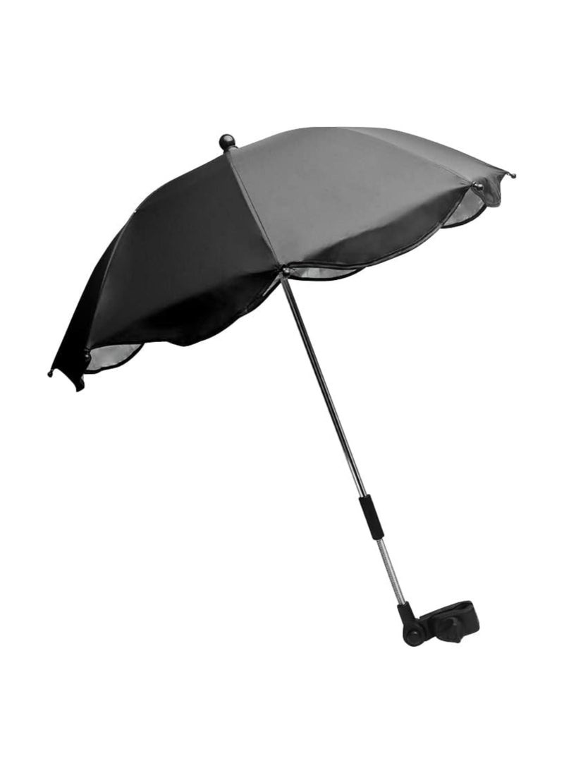 Baby Stroller Parasol, Clamp-On Shade Umbrella, with Clip Fixing Device, Adjustable UV Protection Rain Umbrella, for Beach Chairs, Strollers, Pram, Pushchair, Wheelchairs, Golf Carts