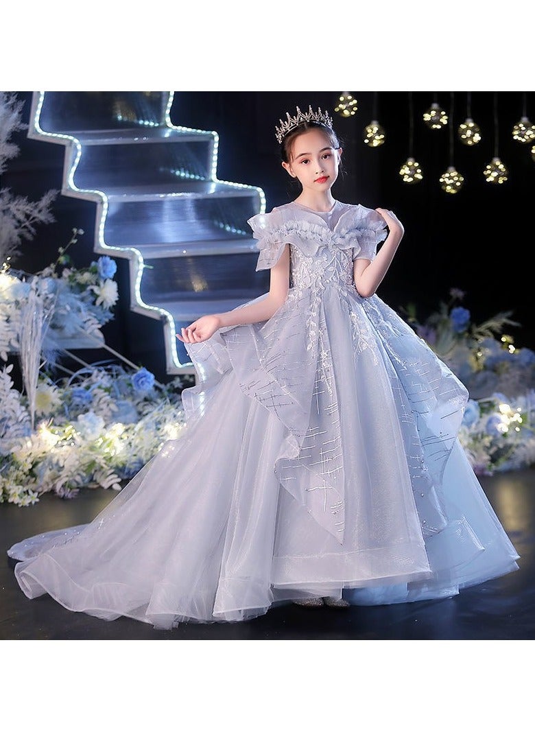 Children's High-End Fluffy Gauze Runway Performance Dress