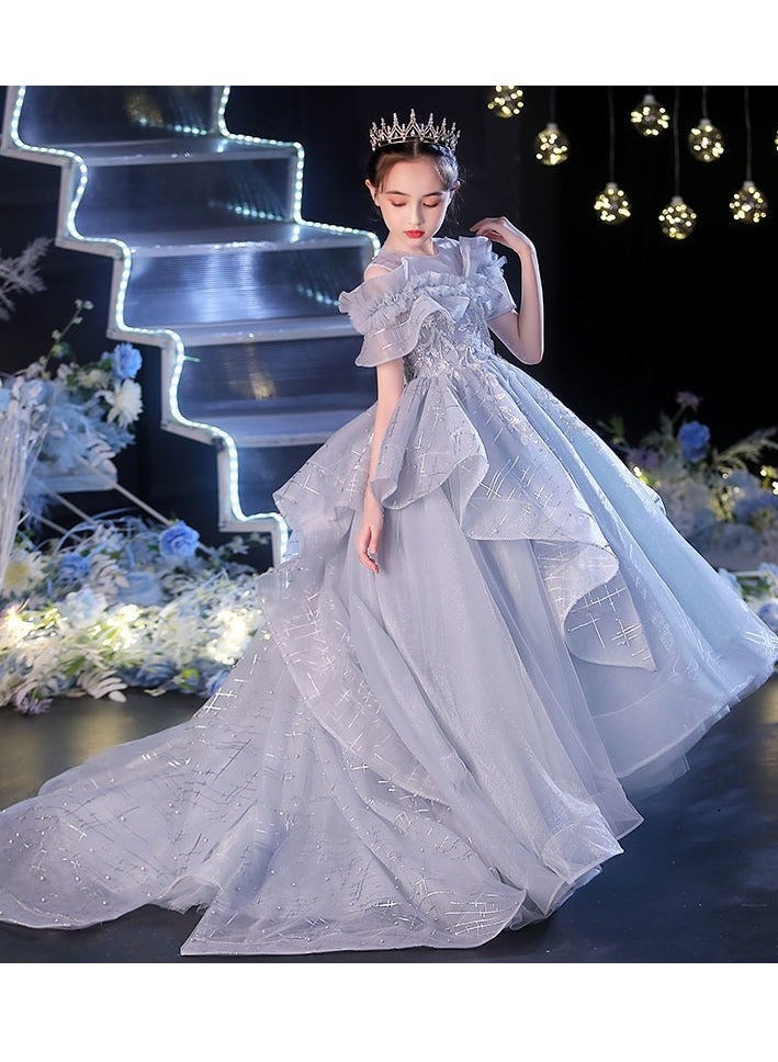 Children's High-End Fluffy Gauze Runway Performance Dress