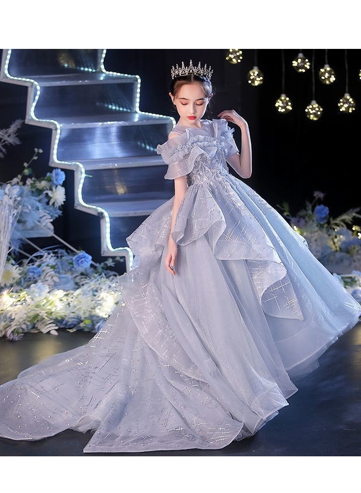 Children's High-End Fluffy Gauze Runway Performance Dress