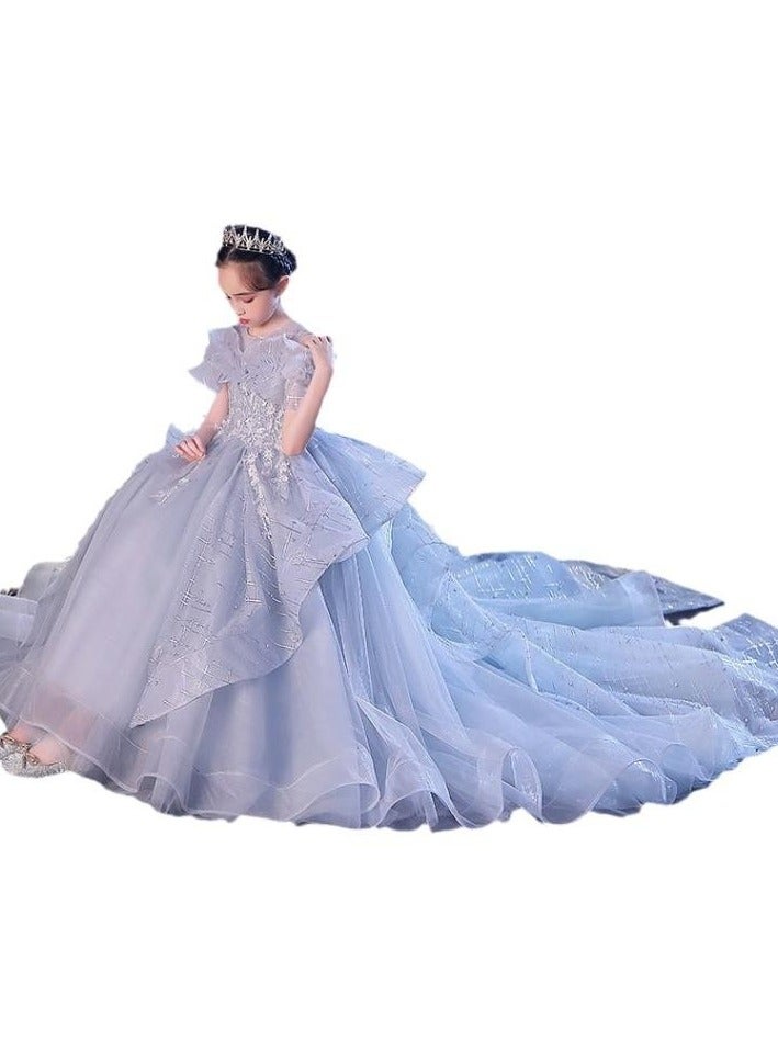 Children's High-End Fluffy Gauze Runway Performance Dress