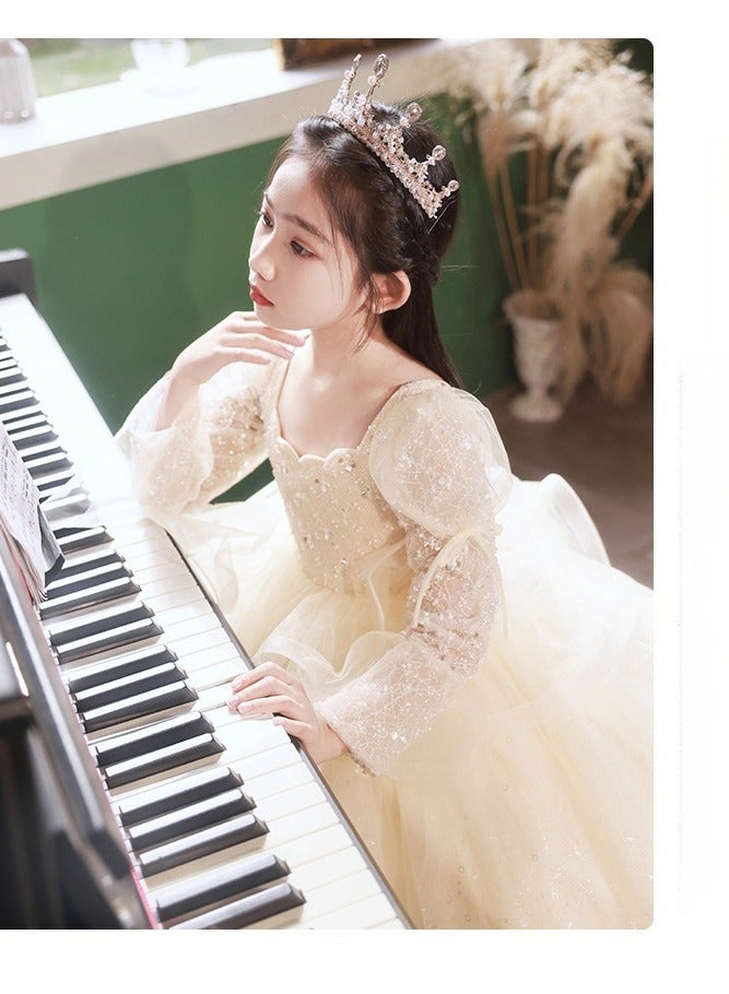 Girls' Princess Dress, High-End Evening Dress, Birthday Piano Performance, Runway Dress