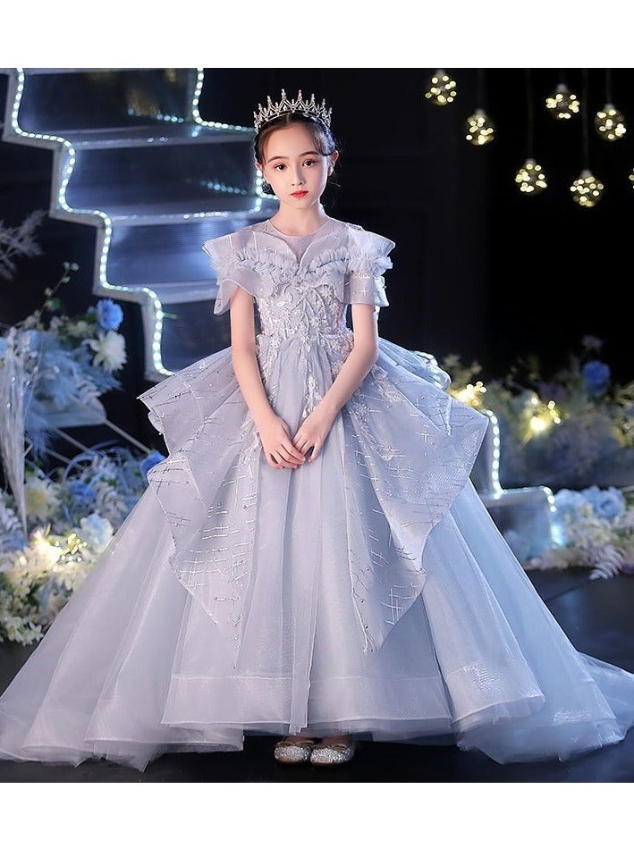 Children's High-End Fluffy Gauze Runway Performance Dress