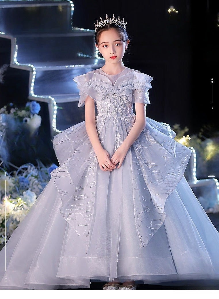 Children's High-End Fluffy Gauze Runway Performance Dress